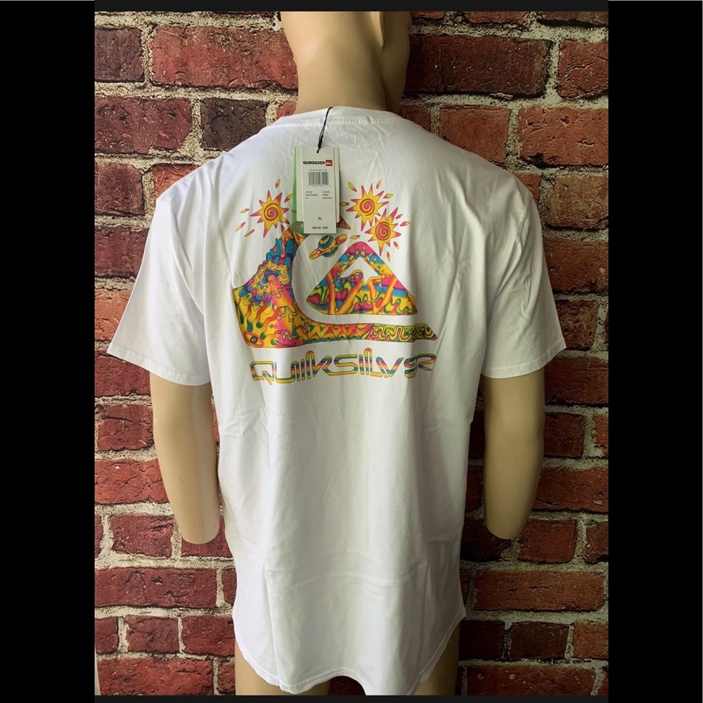 Quiksilver Men’s Originals Neon Melt T-Shirt White Size XLarge🔥
